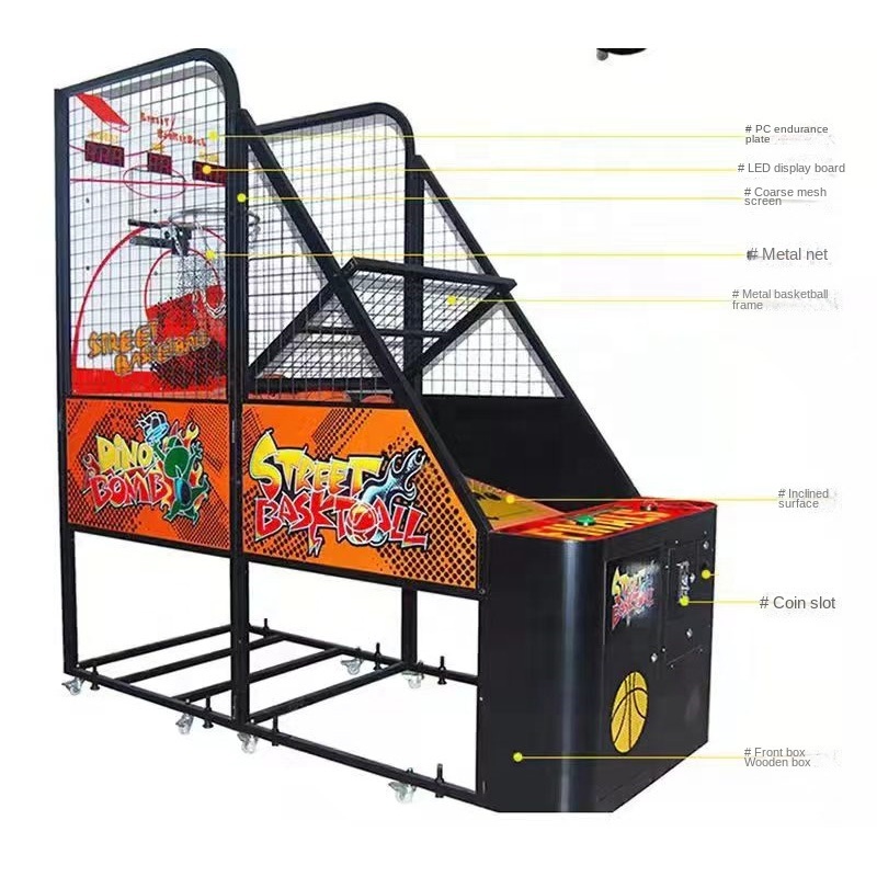 KUBIXION Coin Operated Foldable Indoor Basketball Arcade Game Machine with Shooting and Training Features for Children's Play