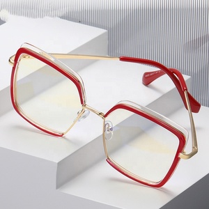 Lunettes Jiuling, monture double couleur en TR90, branches à ressort, monture carrée surdimensionnée, lunettes de vue pour tous - Product Image 4