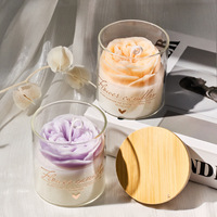 Lilin Aroma Bunga Kustom dari Lilin Kedelai dalam Stoples Kaca dengan Tutup Kayu untuk Dekorasi Rumah, Hadiah Pernikahan, Spa, Butik, Label Pribadi, OEM