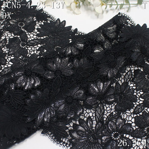 Pizzo Ricamato Personalizzato 26cm in <span class=keywords><strong>Pelle</strong></span> PU, Pizzo Floreale alla Moda, Pizzo Guipure Nero Pesante in Poliestere Ricamato per Abiti e Tessuti - Product Image 5