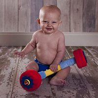 Haltère en peluche personnalisé pour bébé avec hochet et sons sensoriels – Jouet de fitness sûr et durable pour nouveau-nés – Jouet haltère et kettlebell pour bébé
