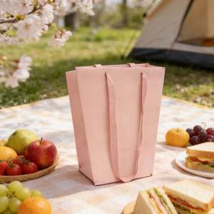 Bolsas de Papel Kraft Trapezoidales Rosas Biodegradables y Ecológicas Personalizadas para Empaque de Flores - Product Image 4