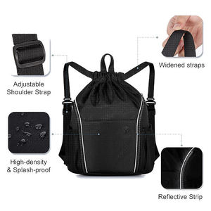 Sac de sport pour enfants personnalisé, grande taille, fermeture éclair, poches en filet pour bouteille d'eau, cordon de serrage, doublure en polyester soyeux, sacs à dos imperméables - Product Image 4