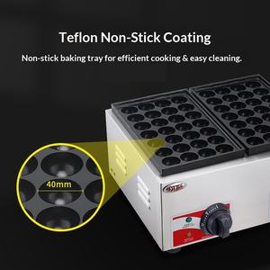 Máquina Eléctrica Comercial para Hacer Bolas de Pulpo y Huevos de Ostra, de Hierro Fundido, con Revestimiento Antiadherente y Temperatura Independiente - Product Image 2