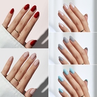 BTArtbox Gel Doux À La Main Artificielle Faux Ongles En Gros Court Rose Amande Plaine Couleur Unie Presse sur Ongles pour L'été