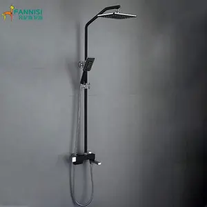 Chrome doccia quadrato in oro bianco nero doccia a cascata set con barra in acciaio inox doccia e mixer deviatore