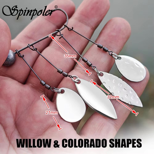 Kit de remplacement de lames Spinpoler, lames en laiton argenté, articulation pivotante, fil d'acier, accessoires de pêche pour leurres durs Willow Colorado - Product Image 2