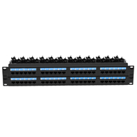 Panel Patch RJ45 Modular 48 Port Tanpa Pelindung Cat5e Cat6 Cat6A 19 inci 2U dengan Batang Belakang untuk Manajemen Kabel dan Pemasangan di Dinding