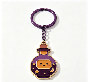 Purple Enamel Metal Key Chain Bottle Shape Plated Keyring <b>Custom</b> Collectible Gift Accessory - Product Image 4