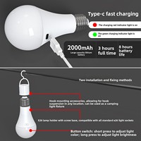 Lampe de chevet LED à commande à distance avec minuterie, rechargeable par USB, base A60 E26 E27, lampe murale, ampoule LED d'urgence résidentielle, lampe de nuit
