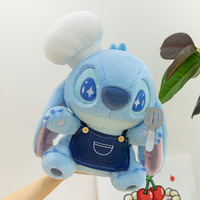 Peluche Kawaii Chef Stitch - Peluche Lilo & Stitch, peluche douce bleue Stitch avec chapeau de chef pour enfants et adultes