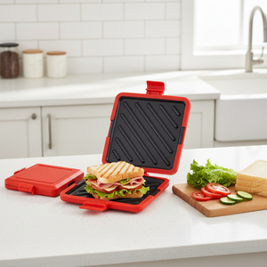 Machine à sandwichs micro-ondes en plastique avec plaques de cuisson/panini antiadhésives, écologique, rapide et facile à nettoyer, pour un petit-déjeuner sain - Product Image 3