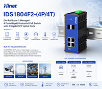 Switch Ethernet Industrial de Capa 2 con Entrada de 12-57VDC, Administrado, 4 Puertos 1G, Montaje en Riel DIN, IP40, con 2/1GB de Puertos SFP Uplink.