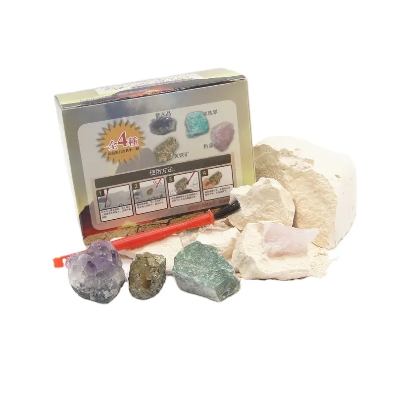 Customize Natural Gemstone Excavation Kit Rough Crystals Dig Kit Mining Kit Children's Educational Toys For Kids