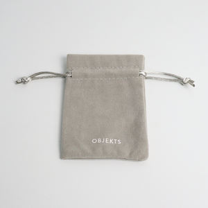 Sac à cordon en velours épais gris Portable sacs de faveur en velours pochettes en velours pour emballage cadeau de bijoux - Product Image 3