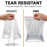 Petit sac PE refermable avec fermeture éclair rouge, épaissi, réutilisable, transparent, en plastique polyéthylène, hermétique, vente en gros, taille personnalisée