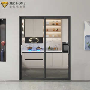 Puerta Corredera <span class=keywords><strong>de</strong></span> Aluminio con Marco Delgado y Vidrio Templado - Moderna Separación para Patio y Cocina - Product Image 1