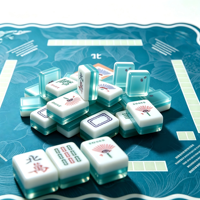 Tuiles de Mahjong américaines en acrylique bleu lac - Ornées de délicats accents papillon, design translucide élégant