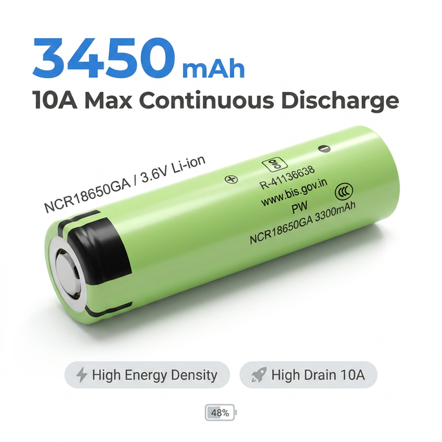 Original Model NCR18650GA 3450mAh High Capacity Battery for Laptop Power Pack Portable Power Bank High Density Lithium Ion Cell