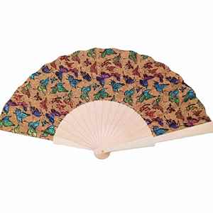 Abanico de mano vegano de corcho portugués de 23 cm, ecológico, para fiestas y eventos promocionales - Product Image 1