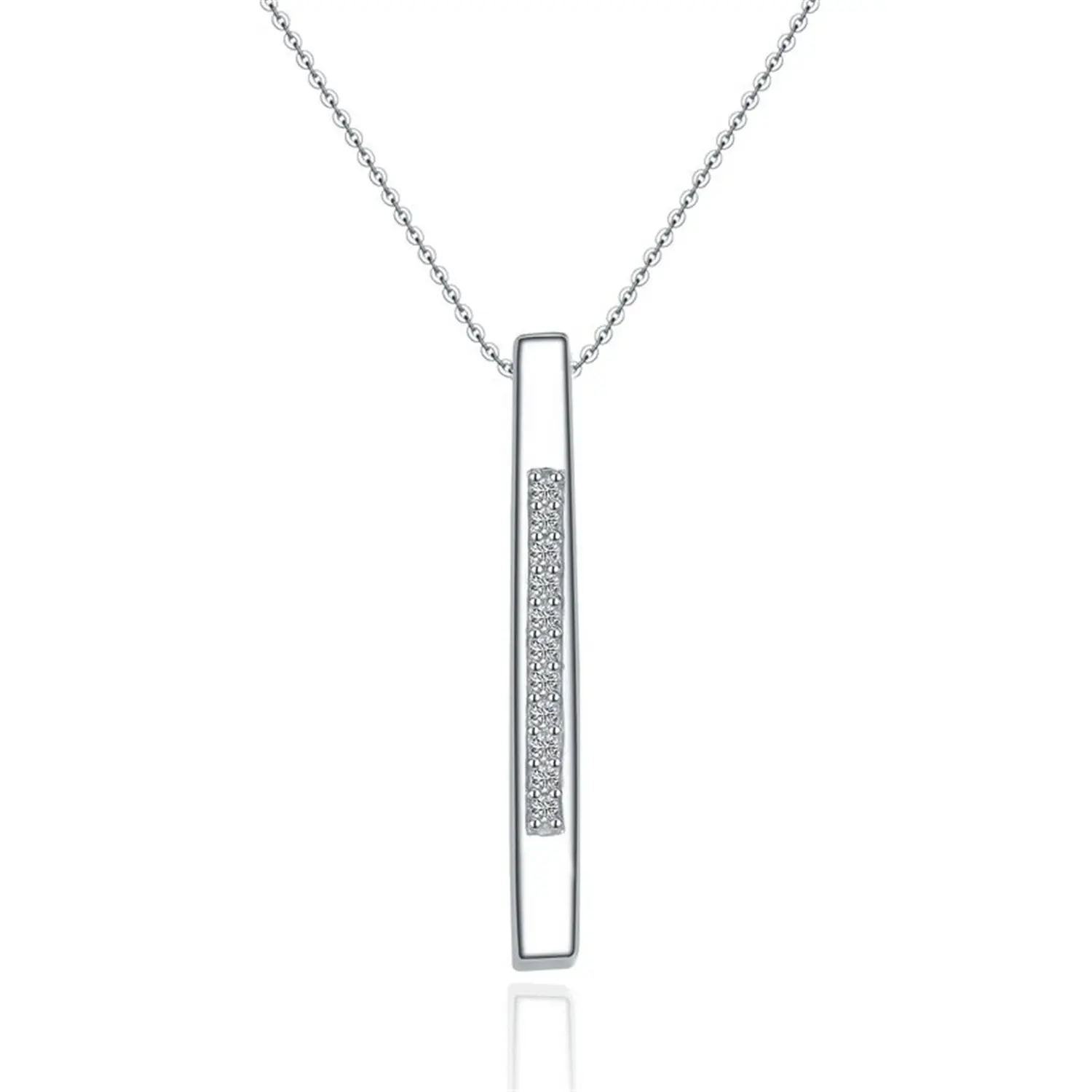 Kumfeel — collier avec pendentif en cristal cubique pour femmes, breloque en argent sterling 925, barre de bijoux, haute qualité, vente en gros