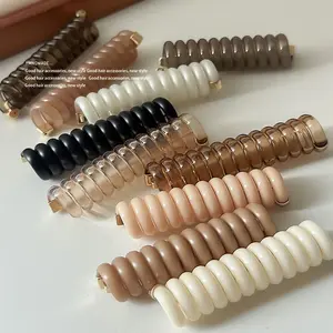 Jiamu Venta caliente Simple elegante teléfono corbatas de alta calidad espiral lazos para el cabello sin daños cabello para mujeres niñas teléfono tarjeta lazos