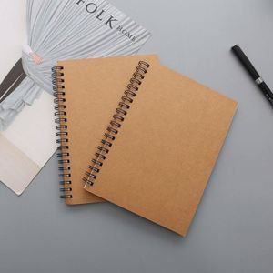 Wholesale Spiral Bound Kraft Sketch Notebook 13.3x18cm 100g 50 Sheets Drawing Paper Retro Style Customize Office Use - Product Image 1