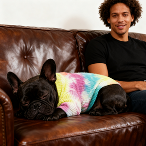 Designer de Luxo Gradiente Tie-Dye Gato Colete e Camisola Do Cão Floral Algodão <span class=keywords><strong>Pet</strong></span> Brasão para a Primavera 2-Leg <span class=keywords><strong>Pet</strong></span> Jumpers e Moletons - Product Image 3