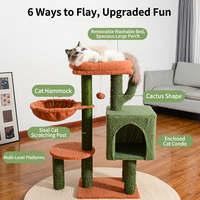 Arbre à chat en bois en forme de cactus avec poteaux à gratter en sisal, condo amovible et lavable, et boule suspendue pour grossistes OEM d'articles pour animaux de compagnie