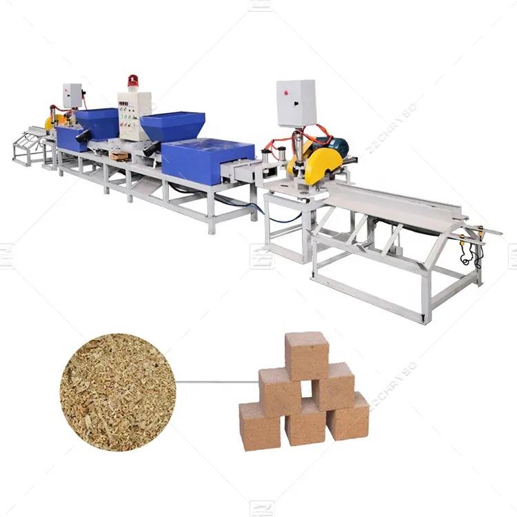 Wood Pallet Working Sawdust Block Production Line / Sawdust Compress Machine Feet Hot Press / Wood Feet or Log of Wooden Pallet