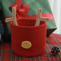 Panier de rangement en corde de coton bleue pour cadeaux de Noël, panier à chaussettes du Père Noël