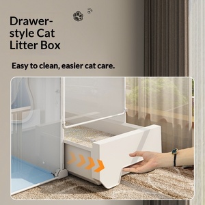 Kattenkooi van roestvrij staal met geïntegreerde kattenbak, toilet, binnenhuis, twee verdiepingen, extra grote ruimte, kattenvilla, één slaapkamer - Product Image 2