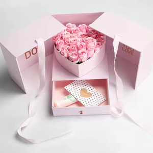 Velvet Texture Luxury Flower <b>Box</b> with Ribbon | Premium Gift Presentation - Product Image 1
