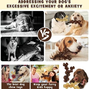 Jouet à mâcher pour chien indestructible en 2 pièces, jouet à mâcher interactif en caoutchouc durable en forme d'os pour un exercice intense et une excitation - Product Image 6