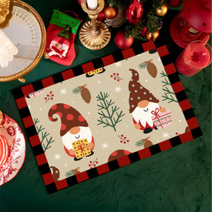Christmas <b>Linen</b> Cartoon Santa Claus square <b>Placemat</b> Suitable for Christmas Table Setting - Product Image 1