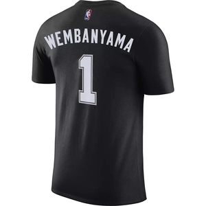 T-shirt de basket-ball pour jeunes San Antonio Spurs Wembanyama 1 noir, col rond, anti-transpiration - Product Image 3