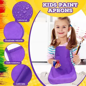 Atacado cor personalizada impermeável arte avental crianças DIY limpeza preço avental para ao ar livre