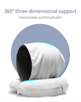 Oreiller de voyage ergonomique en mousse à mémoire de forme en forme de U avec capuche personnalisée, portable pour l'avion