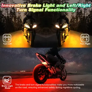 16/18/20PCS Bike LED Light Motorcycle Headlights LED Strip Back Light Rear Light Design Waterproof Chasing