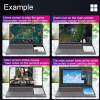 Nouvel ordinateur portable Intel à double écran tactile 15,6+7 pouces, Win11 N95, 16 Go, 512 Go SSD, pour affaires et jeux, clavier anglais, quadricœur, 5400 mAh