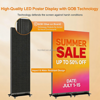 Layar Poster LED Indoor Outdoor P4 10000 Piksel, Tipe Lantai, Lipat, Dua Sisi, Dapat Dipindahkan, Vertikal, untuk Display Iklan