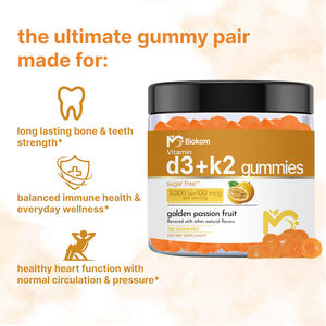 Gomitas de Vitamina D3 <span class=keywords><strong>K2</strong></span> con Sabor a Maracuyá Dorada, 5000 UI, Venta Directa de Fabricante OEM, Suplementos para la Salud Ósea, Inmunológica y Cardíaca - Product Image 5