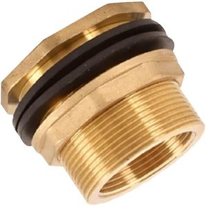 3/4 NPT femelle 1 GHT mâle en laiton raccord <span class=keywords><strong>de</strong></span> cloison d'<span class=keywords><strong>eau</strong></span> avec bagues d'étanchéité en caoutchouc pour corps <span class=keywords><strong>de</strong></span> réservoir barils en bois - Product Image 1