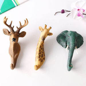 Durevole 3D <span class=keywords><strong>resina</strong></span> decorativa cervo ganci da parete Zebra corna chiave appendiabiti fattoria bagno appendiabiti per gioielli - Product Image 2