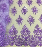 Tela de Encaje con Cuentas de Alta Calidad para Vestidos de Novia, Bordado de Doble Cara con Lentejuelas y Cuentas a Máquina, para Niñas