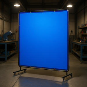 Cortina de Protección para Soldadura Azul de 6 x 6 Pies, Marco de Nailon con Ruedas Giratorias Bloqueables, Protección UV, Modelo D0100X38PYJ - Product Image 2