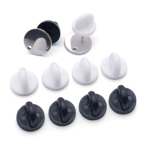 Cierre de hebilla redondo de goma en blanco y negro para hacer pulseras, accesorios de joyería DIY, forma redonda de goma suave FT03 - Product Image 1
