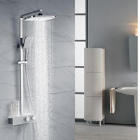 Ensemble de douche mural thermostatique intelligent moderne brossé avec barre coulissante, jet de pluie et jet direct pour salle de bain d'hôtel (vente en gros)