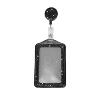 Porte-badge rétractable en cuir orné de strass avec attache rapide pour infirmière, médecin, étudiant, ou employé de bureau