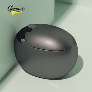 WC intelligent de luxe en forme d'œuf, style japonais, noir, avec siphon en S, télécommande automatique, ensemble WC pour salle de bain - Product Image 1
